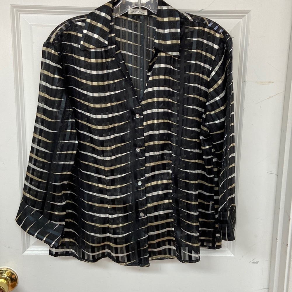 Jaipur metallic print semi-sheer blouse size medium